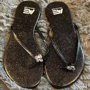 American Eagle Outfitters Black Sparkle Sandals